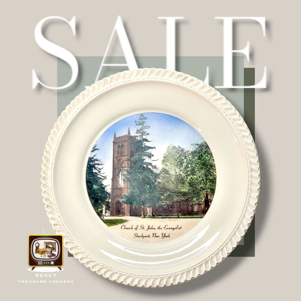 1962 Church of St John the Evangelist Stockport NY Deland Studios Plate VTG